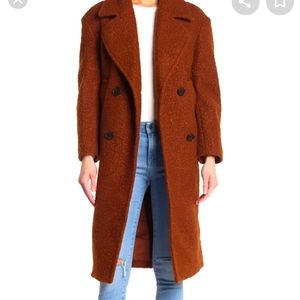 TOPSHOP Boucle Cocoon Coat In Rust